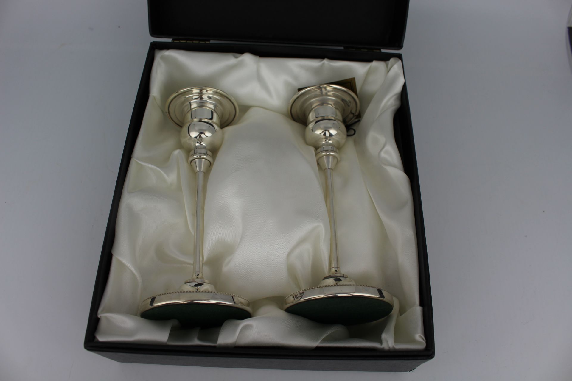 Cased Pair of Arthur Price Silver Plated Candlesticks