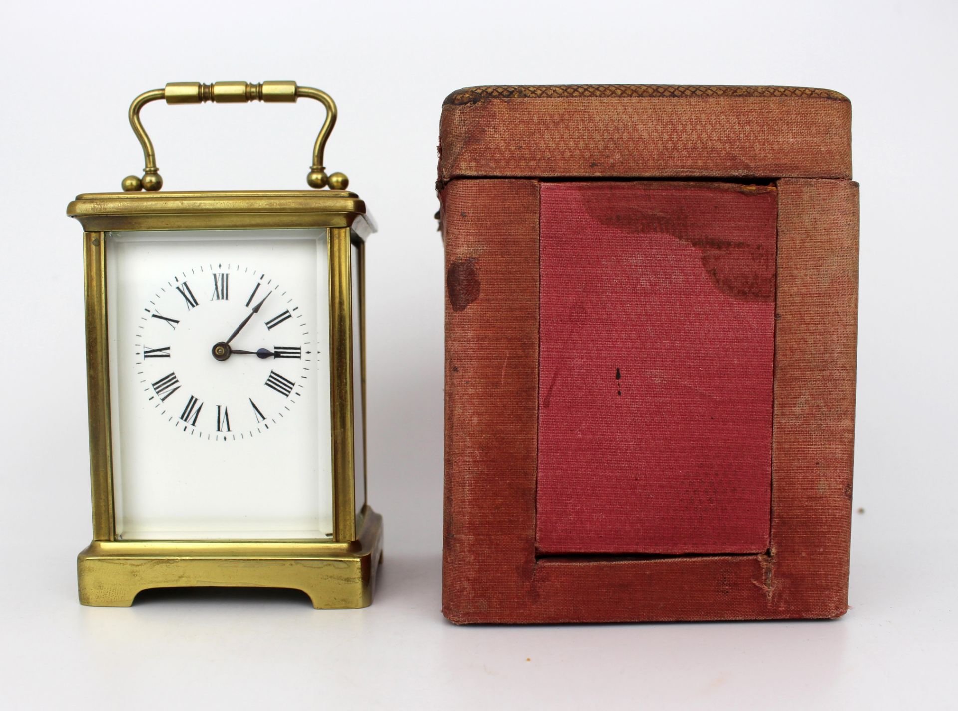 Fine Brass Carriage Clock c.1910 with Travelling Case - Image 9 of 10