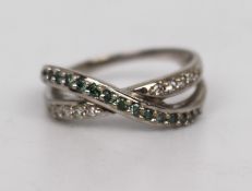 9ct Diamond and Demantoid Ring