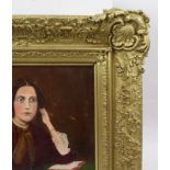 Victorian Portrait Oil on Canvas Set in Heavy Gilt Frame