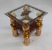 Indian Inspired Glass Square Occasional Lamp Table