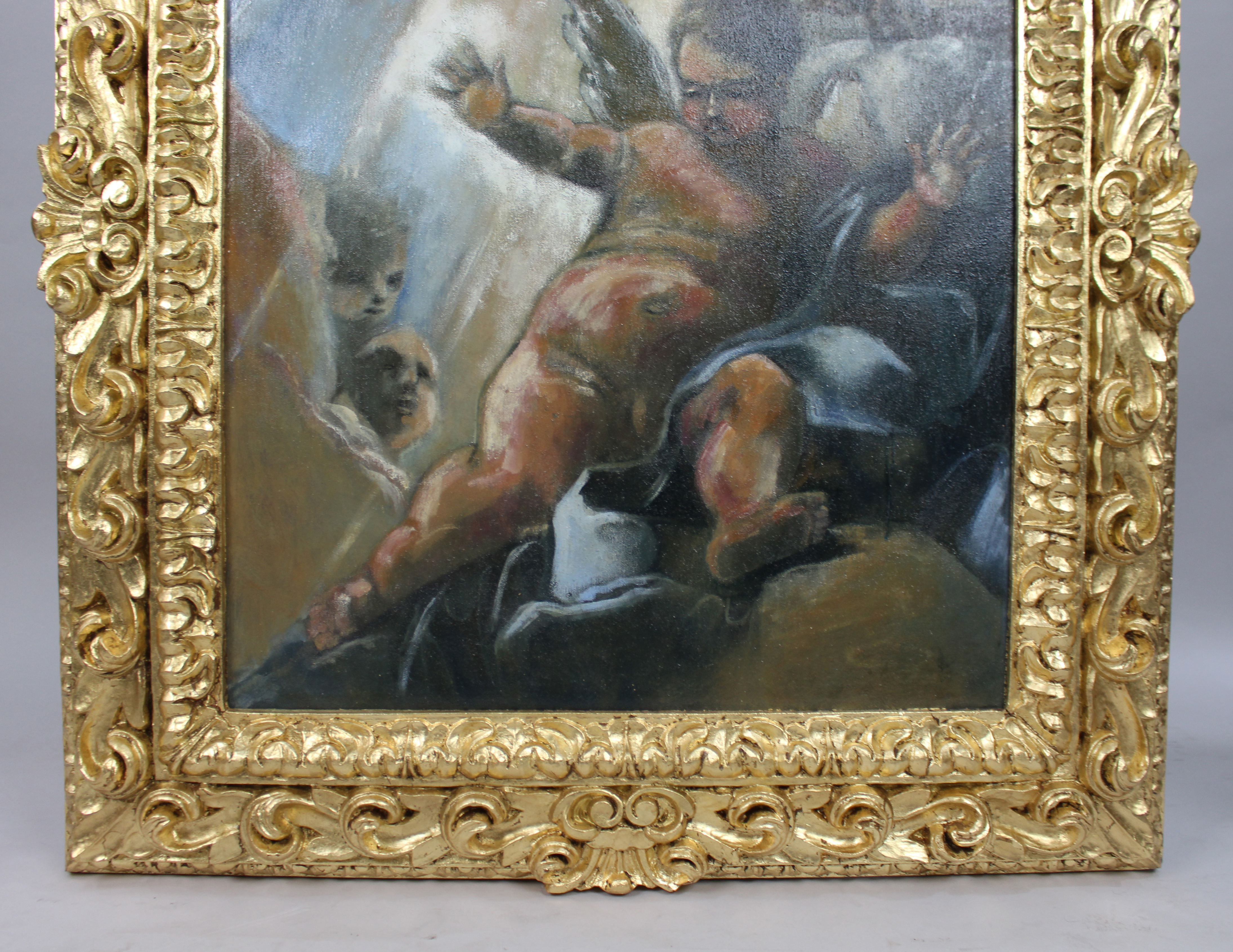 Fine Italian Oil on Canvas Set in Carved Giltwood Frame - Image 6 of 6