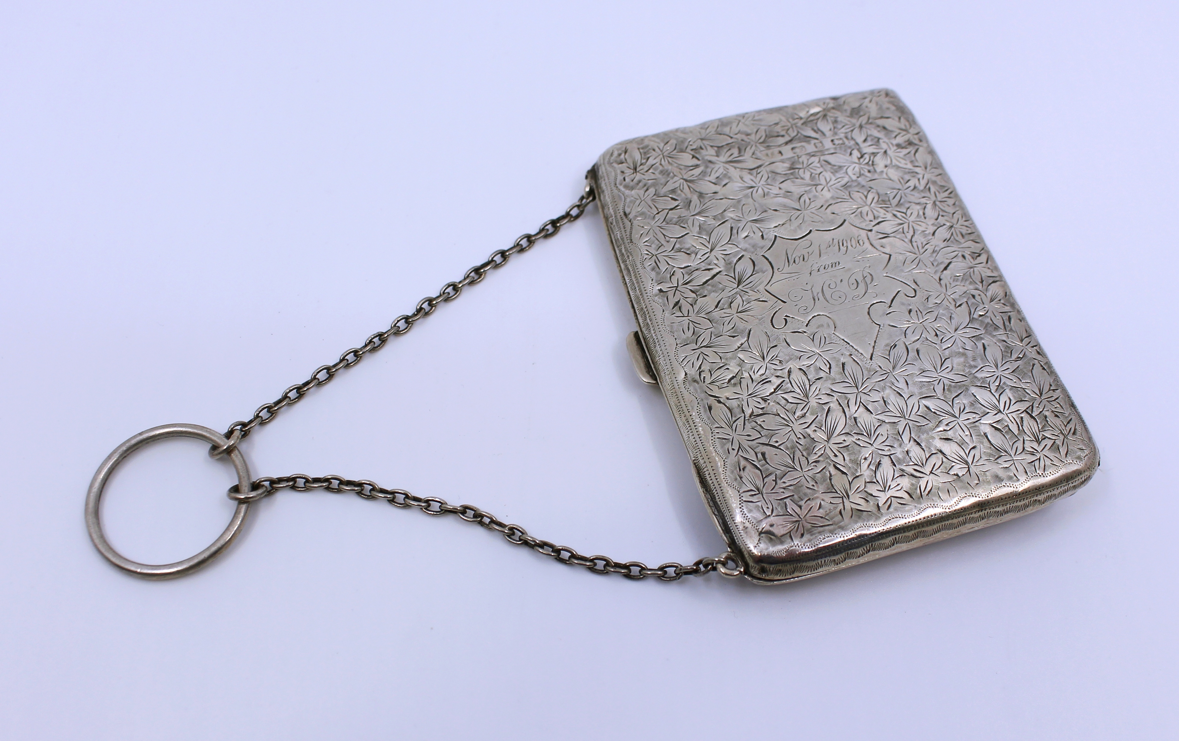 Victorian Silver Card Case By Joseph Gloster Birmingham 1898