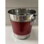 Premier Housewares Champagne Bucket With Hammered Red Band - Stainless Steel