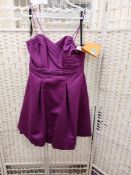 Alfred Angelo Knee Length Satin Designer Dress 7202 In Size 14 Violet