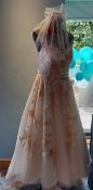 Lou Lou Tea Length Dress Ivory & Rose Gold RRP £1,295 Size 12 Approx