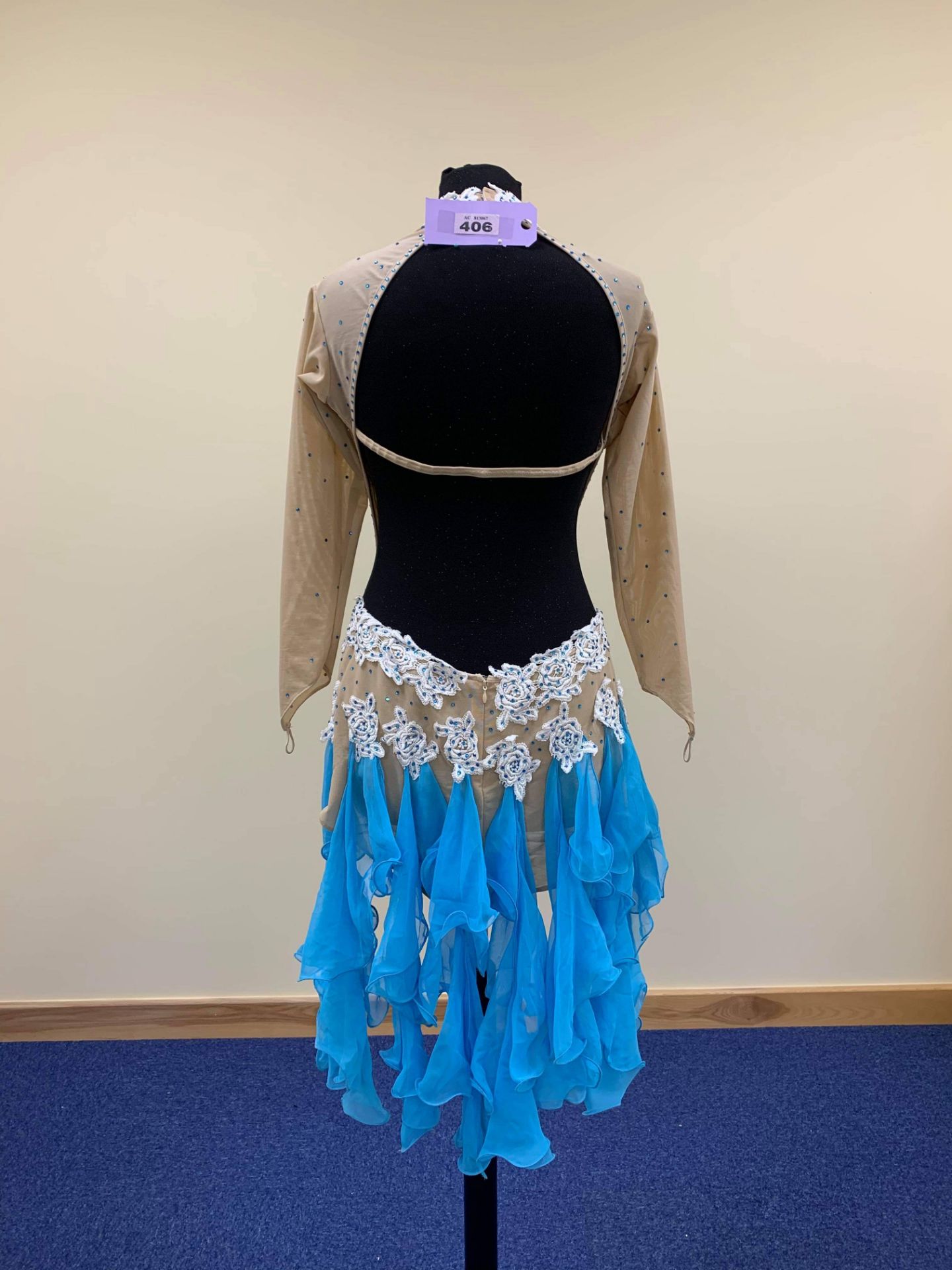 Blue Latin Dancing Dress Size Approx 12 - Image 2 of 3