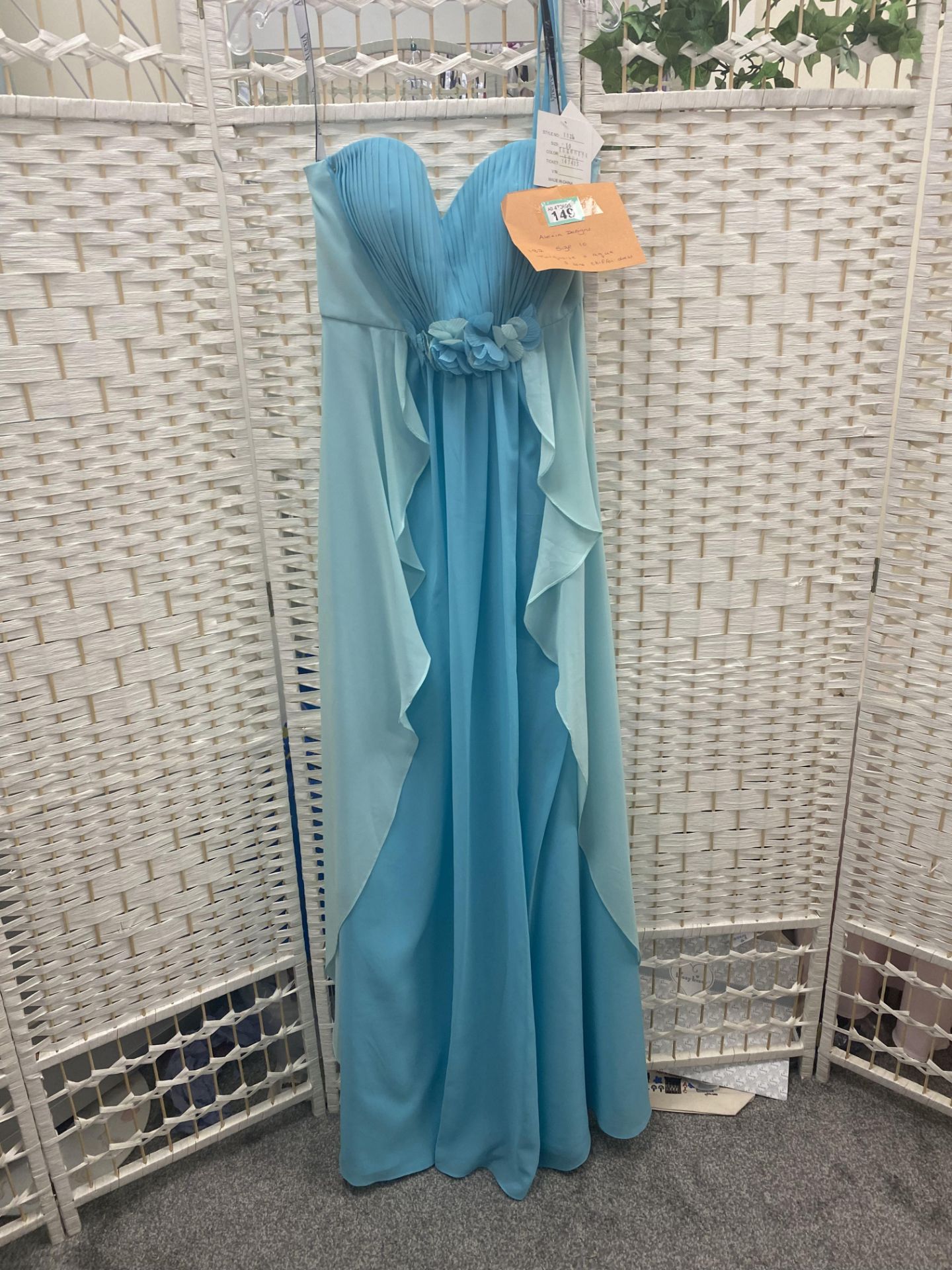 Alexia Designs Prom Dress Ivory and Turquoise Size 10 - Image 2 of 3