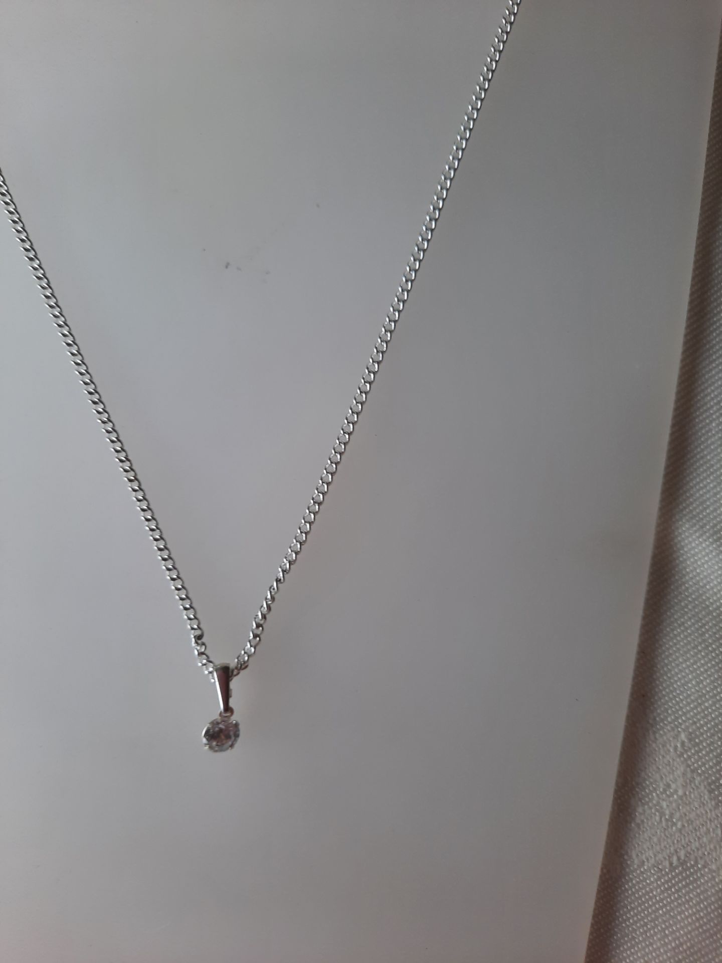 Silver Necklace With Pretty Cz Stone. RRP £34.99