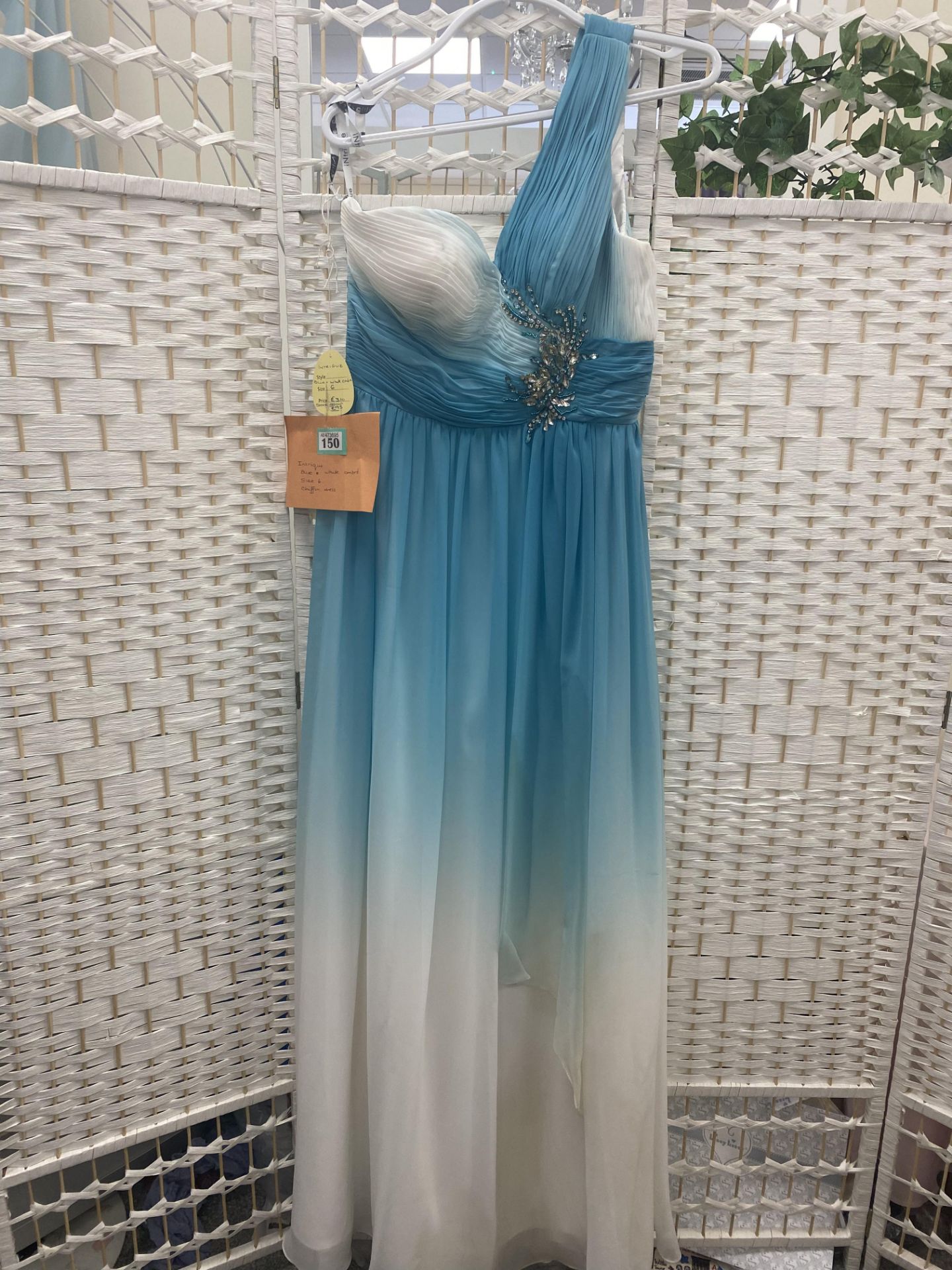 Alexia Designs Blue and White Ombre Prom Dress Size 6 - Image 7 of 7
