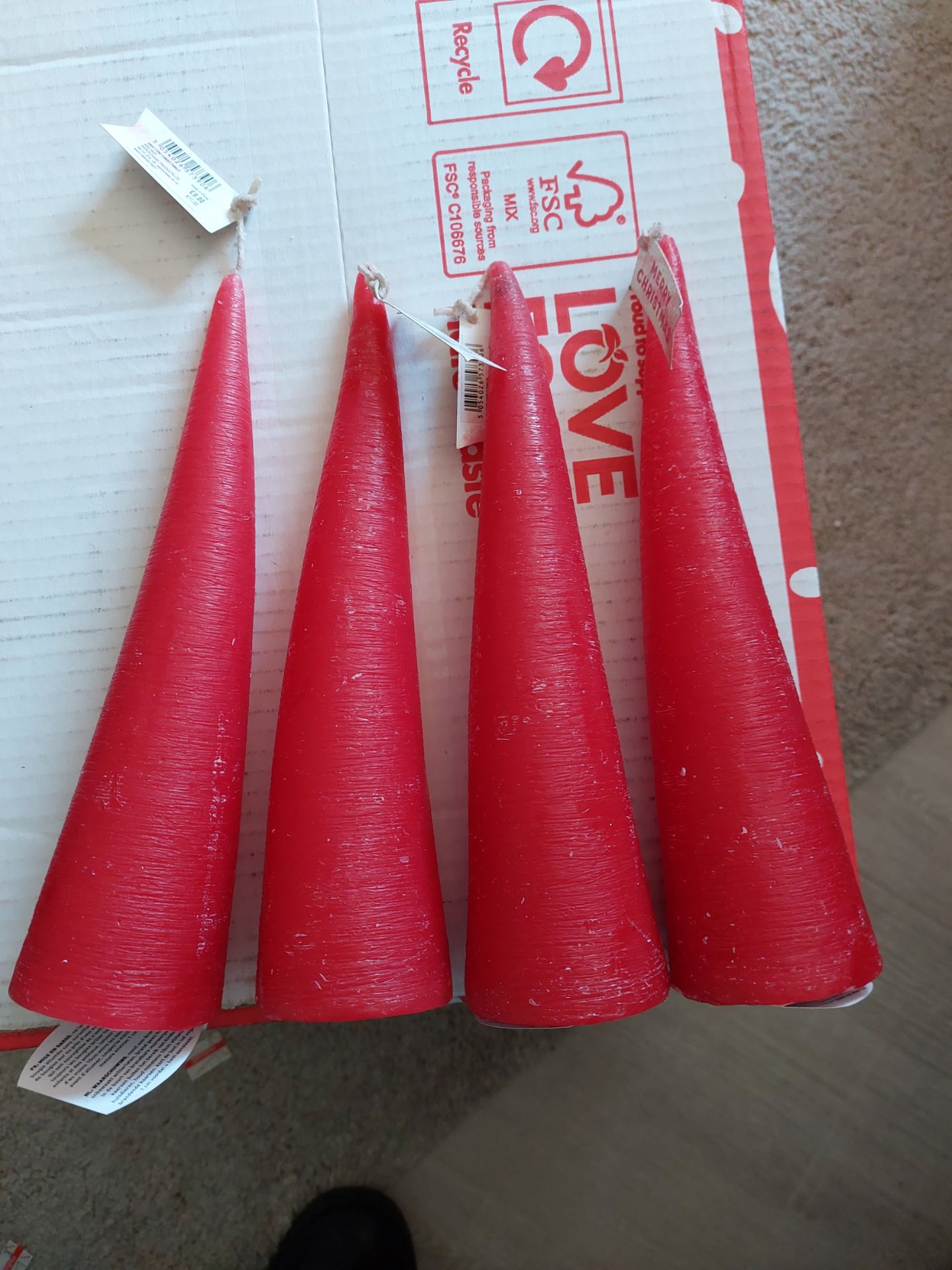 Red Cone Candles From Paperchase x 4 - Image 3 of 3