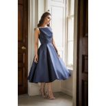 Special Day Designer Tea Length Dress In Navy Blue. Size 16 To 18