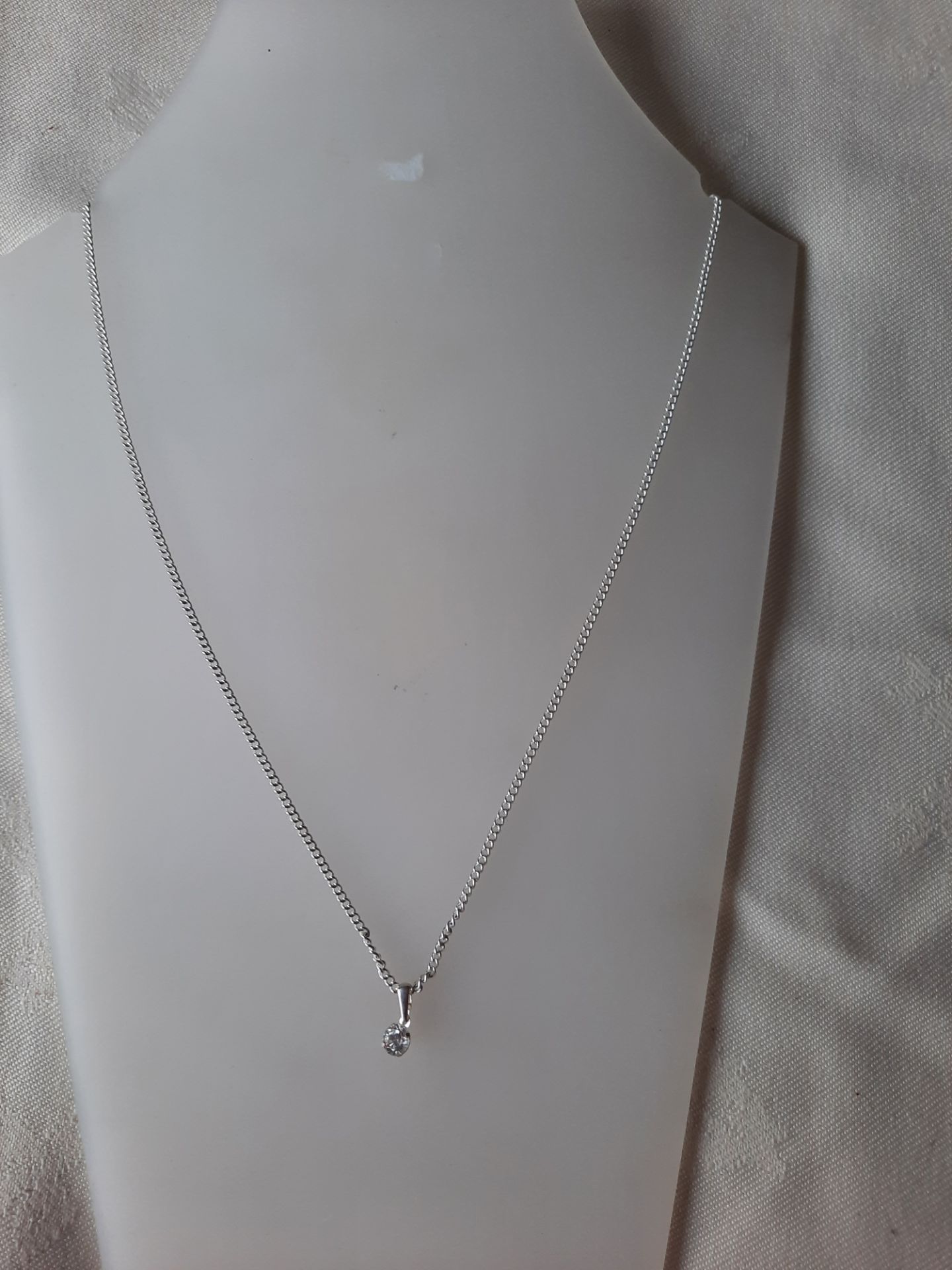 Silver Necklace With Pretty Cz Stone. RRP £34.99 - Image 2 of 2