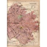 The County of Herefordshire Large Victorian Letts 1884 Antique Coloured Map.