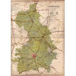 The City of Cambridge Large Victorian Letts 1884 Antique Coloured Map.
