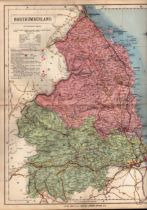 The County of Northumberland Large Victorian Letts 1884 Antique Coloured Map.