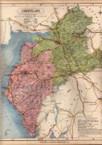 The City Of Chester & Cheshire Large Victorian Letts 1884 Antique Coloured Map.