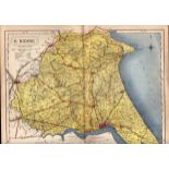 Yorkshire East Riding Large Victorian Letts 1884 Antique Coloured Map.