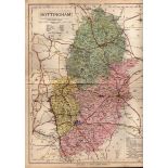 The County of Nottingham Large Victorian Letts 1884 Antique Coloured Map.