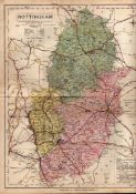 The County of Nottingham Large Victorian Letts 1884 Antique Coloured Map.