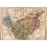 County Of Cumbria Large Victorian Letts 1884 Antique Coloured Map.