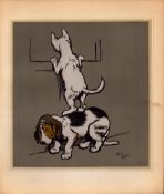 Cecil Aldin Merry Party Rare Antique Book Plate “Puppy Getting A Leg Up”.
