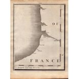 Northern France Coastline John Cary's Antique George III 1794 Map.