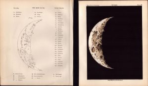 The Moon 5th Day Cycle Antique Balls 1892 Atlas of Astronomy Lithograph Print