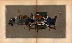 Cecil Aldin Merry Party Rare Antique Large Book Plate “The Tea Party”.