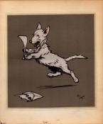 Cecil Aldin Merry Party Rare Antique Book Plate “Dog Opening The Mail”.