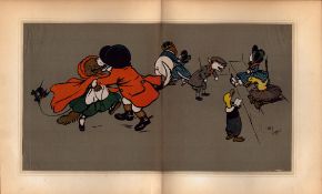 Cecil Aldin Merry Party Rare Antique Large Book Plate “The Dance Begins”