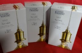 3 X George home Gold flex cable light fixture. RRP £30 - GRADE A