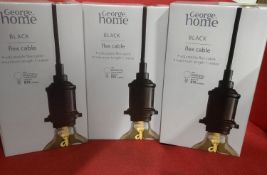 3 X George home Black flex cable light fixture. RRP £30 - GRADE A