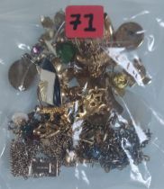 A Collection of Yellow Metal Jewellery In A Bag. Approximately 130G