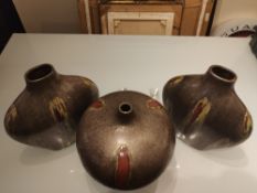 A Collection of 3 X Vintage Pottery Vases. Possibly Czechoslovakian.