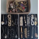 A Collection of Costume Jewellery In Display Boxes and A Box of Loose Costume Jewellery