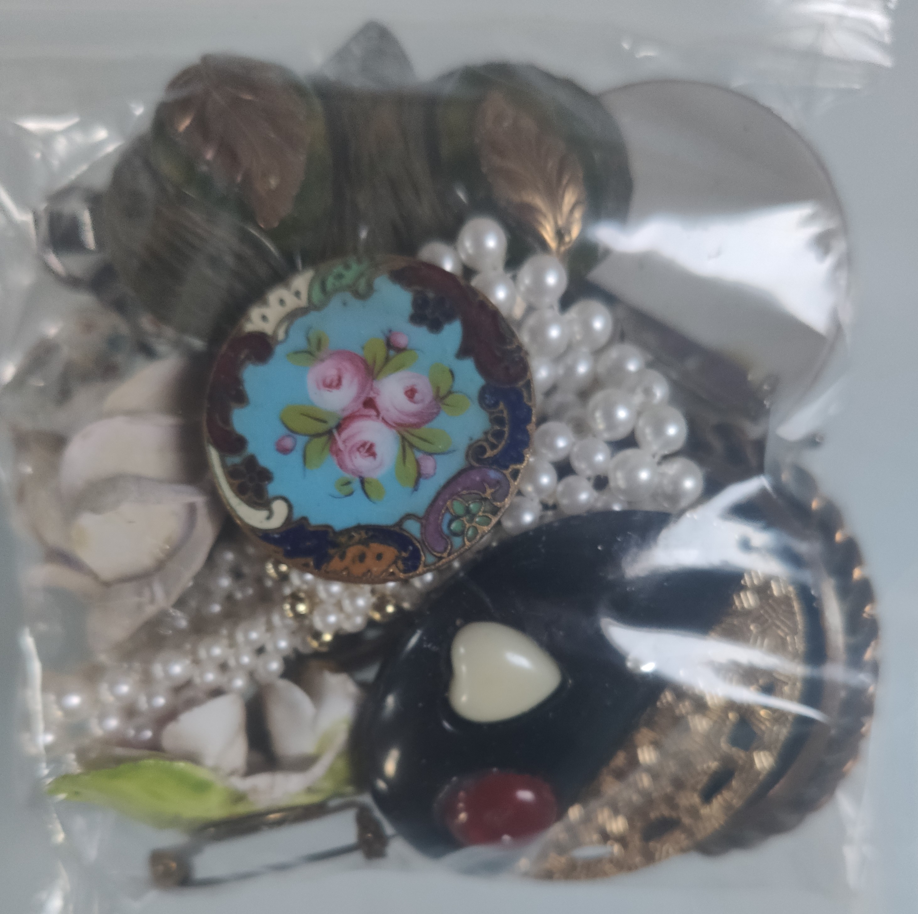 A Collection of Brooches Etc In A Bag. Approximately 227G. - Image 2 of 2