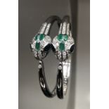 Beautiful Natural Diamond, Blue Sapphire and Green Onyx snake bracelet with 18k white gold