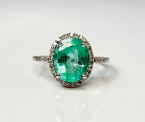 Beautiful 2.75 CT Untreated Natural Emerald Ring ,Diamonds & 18k Gold