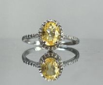 Beautiful Unheated Untreated Natural Ceylon yellow Sapphire Diamonds & 18k Gold