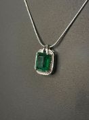 Beautiful 3.04 CT Natural Emerald Pendant With Diamonds & Platinum 950