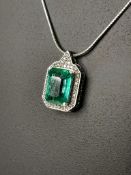 Beautiful 2.68 CT Natural Emerald Pendant With Diamonds & Platinum 950