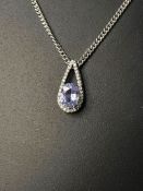 Beautiful 1.59 CT Unheated Ceylon Blue Sapphire Diamonds & Platinum Pendant