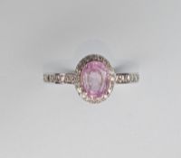 Beautiful Unheated/Untreated Ceylon Pink Sapphire With Diamonds & 18k White Gold