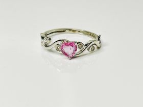 Beautiful Heart Shape Unheated Ceylon Pink Sapphire Diamonds & Platinum