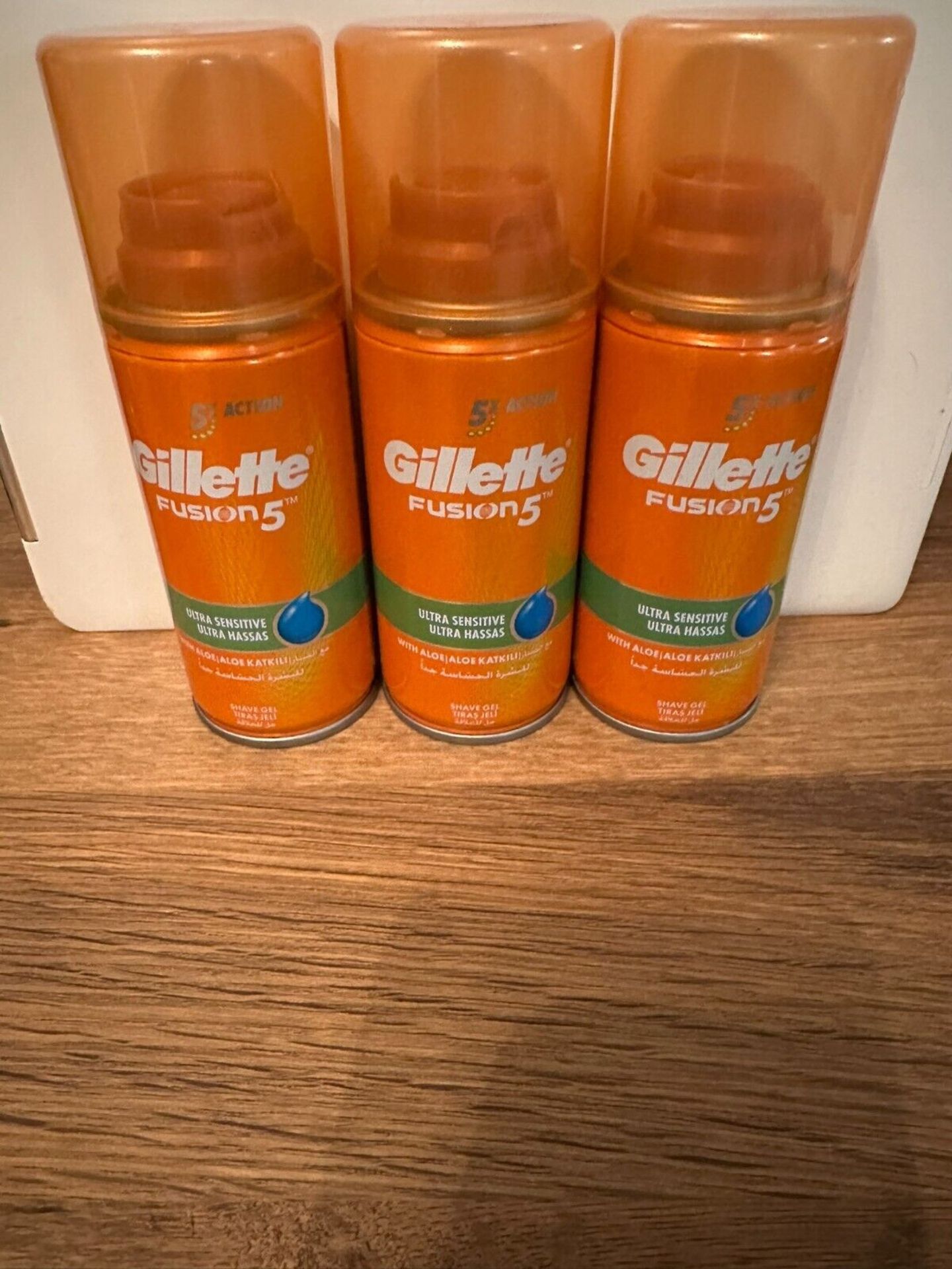 3 X Gillette Fusion5 Ultra Sensitive Shaving Gel 75ml 3x Cans Sent