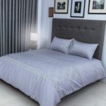 FLAX LINEN Organic Duvet Covers Set Grey, Classic Silver Collection, 400 Thread Count,(Double)