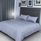 FLAX LINEN Organic Duvet Covers Set Grey, Classic Silver Collection, 400 Thread Count,(Double)