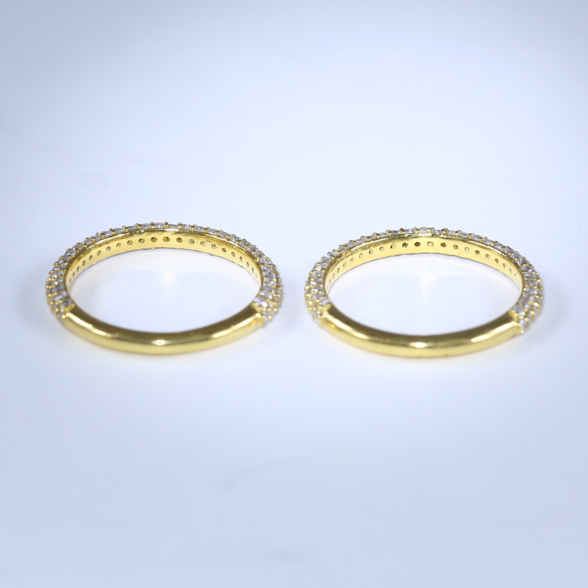 14 K / 585 Set of 2 Yellow Gold Engaement / Wedding Diamond Band Rings - Image 7 of 9