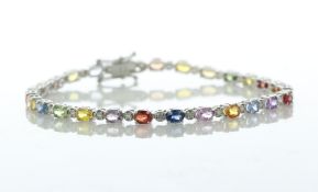 18ct White Gold Diamond and Coloured Sapphire Bracelet (S6.02) 0.38 Carats